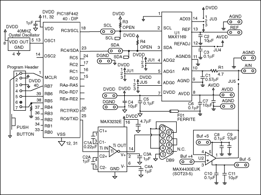 圖1. MAX1169應(yīng)用原理圖