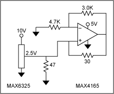 Figure 2. Placing the Figure 1 circuit in parallel with the load of a voltage reference (47Ω in this case) cancels most of the reference's resistive load.