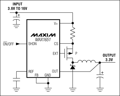 MAX1649，MAX1651：典型工作電路