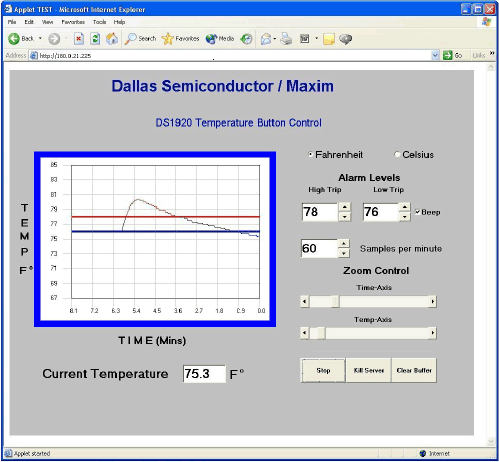 Figure 3. Temperature control applet.