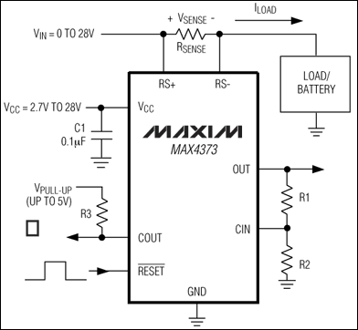 MAX4373、MAX4374、MAX4375：典型工作電路