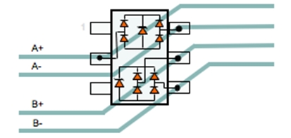 圖3：Rclamp0524S直通布線。