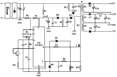 機內(nèi)輔助開關(guān)電源電路組成