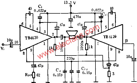 TB4420音頻功率放大電路接線圖  srfitnesspt.com