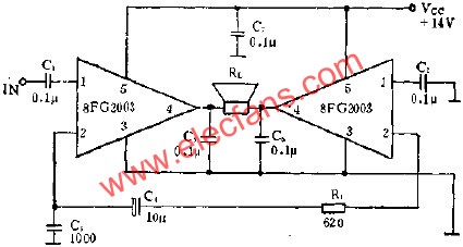 8FG2003拼成BTL放大電路的應(yīng)用  srfitnesspt.com