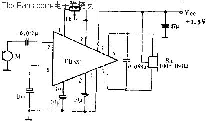 TB531單端輸入,雙端輸出的應(yīng)用電路  srfitnesspt.com