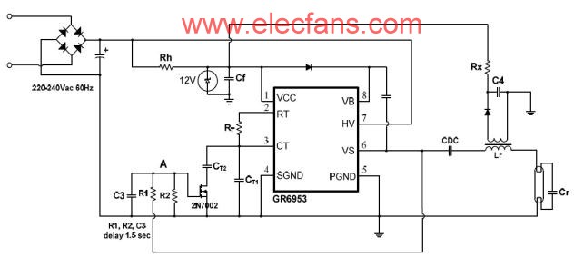 用GR6953制作的預(yù)熱及無燈電子鎮(zhèn)流器電路圖 srfitnesspt.com