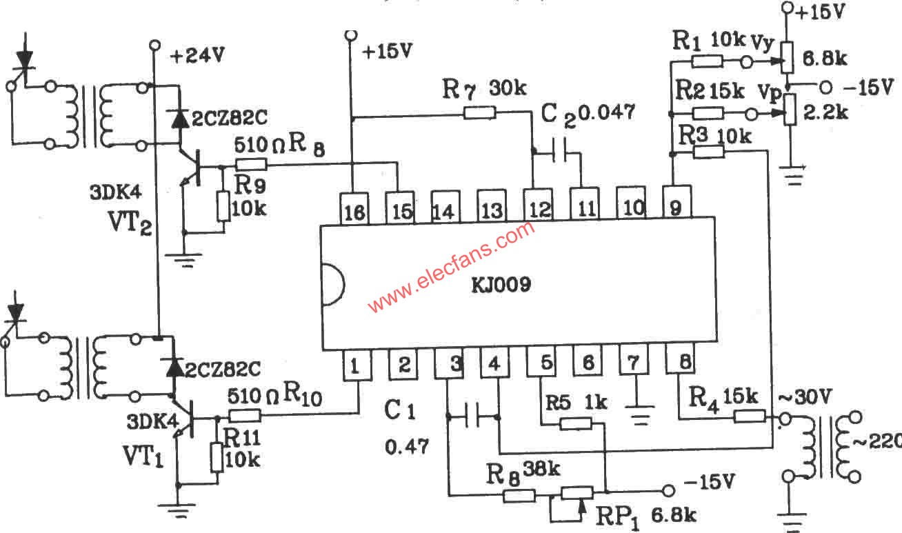 可控硅過(guò)零觸發(fā)器KJ009組成的應(yīng)用電路圖  srfitnesspt.com
