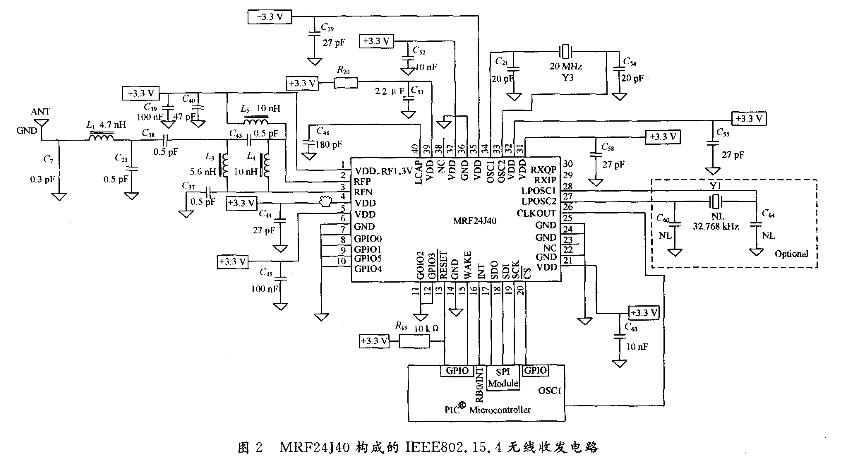 MRF24J40構(gòu)成的IEEE802.15.4無(wú)線收發(fā)電路