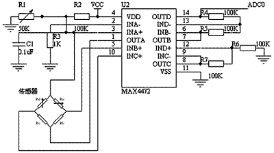 本電路采用BP01型壓力傳感器和運(yùn)放MAX4472