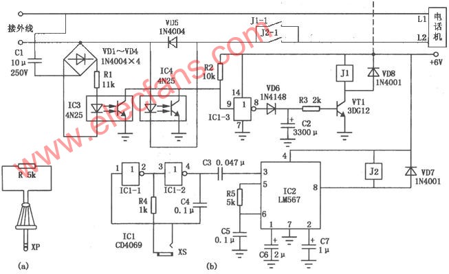 電話機(jī)電子鎖電路 srfitnesspt.com