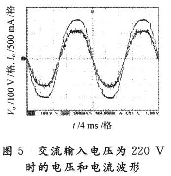 交流輸入電壓為220V時(shí)的電壓和電流波形