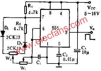 時(shí)基集成電路組成占空比連續(xù)可調(diào)的脈沖發(fā)生器電路圖 srfitnesspt.com