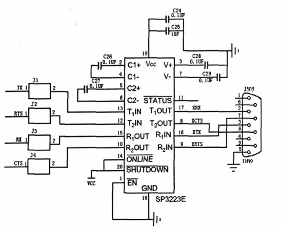 C8051F020與PC 機的串口電路