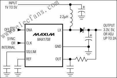 MAX1708 升壓型DC-DC轉(zhuǎn)換器