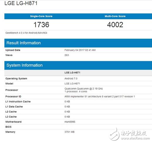 LG G6 跑分數(shù)據(jù)曝光：驍龍820+4GB內(nèi)存+Android 7.0