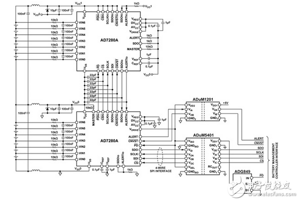 具有信號(hào)隔離和功率隔離的鋰離子電池組監(jiān)控器