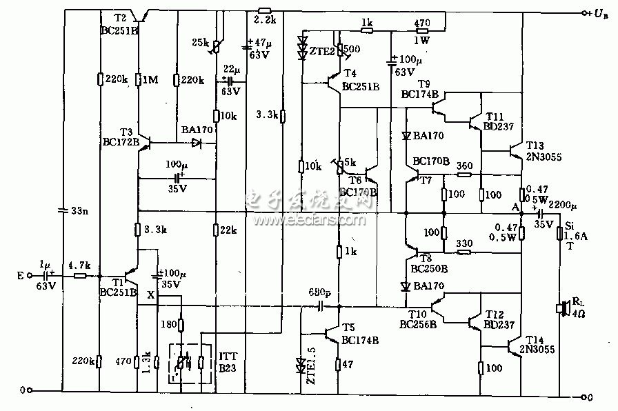 60w可轉(zhuǎn)換功率放大器原理電路