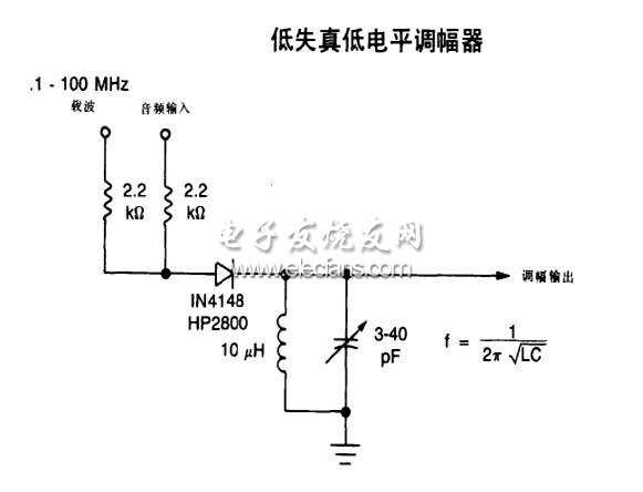 低失真低電平調(diào)幅器原理圖