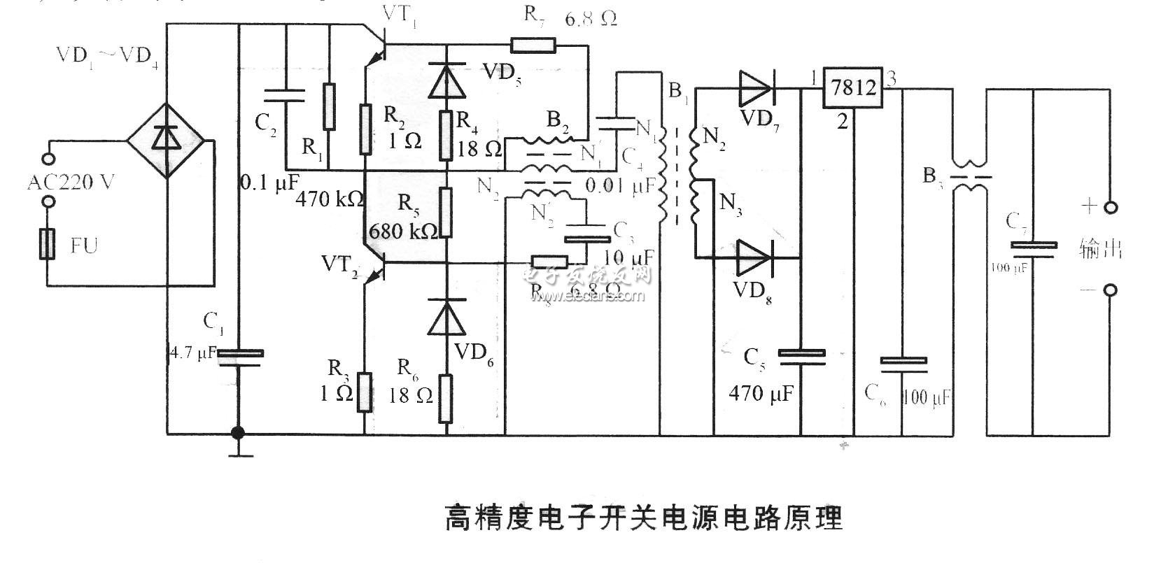 高精度電子開(kāi)關(guān)電源電路