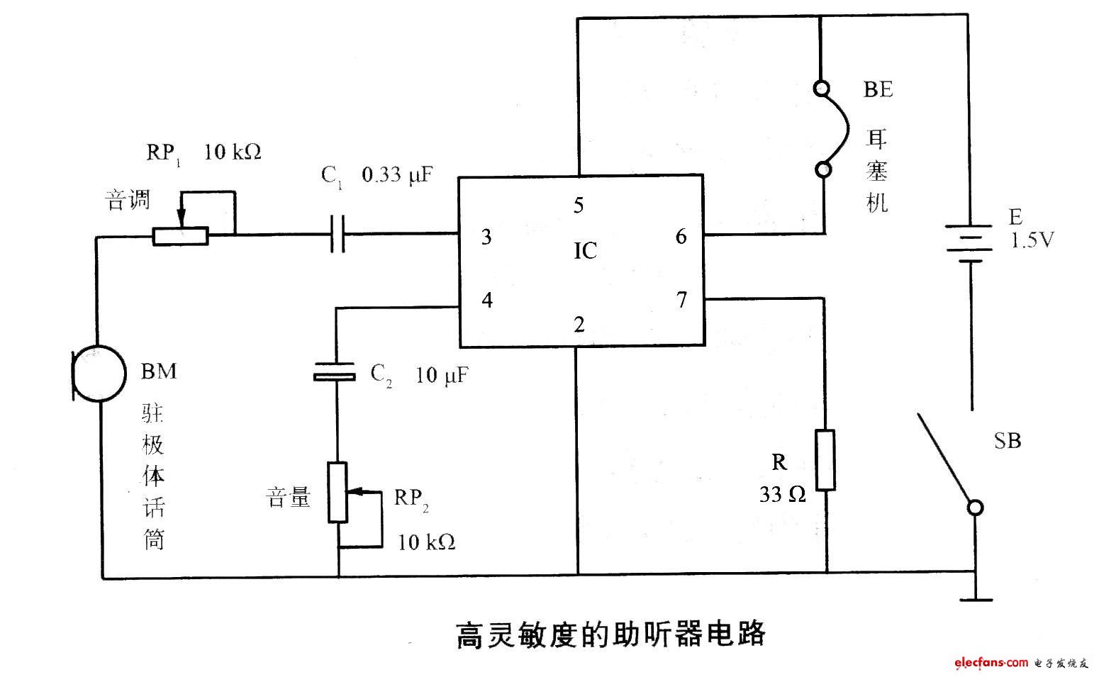 高靈敏度助聽(tīng)器電路