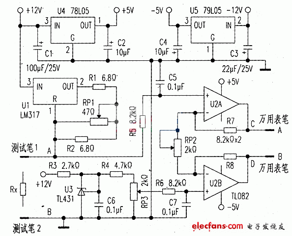 電阻測(cè)量電路原理圖