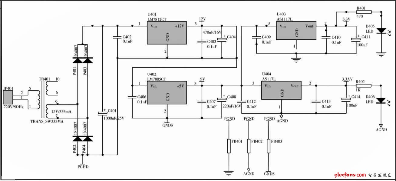 圖2 電源設(shè)計(jì)電路圖