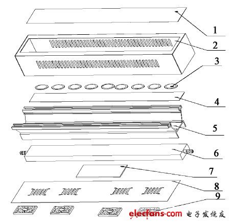 圖4 LED 組合燈具的結(jié)構(gòu)示意圖