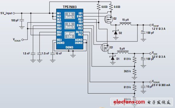 TPS75003芯片應(yīng)用電路圖