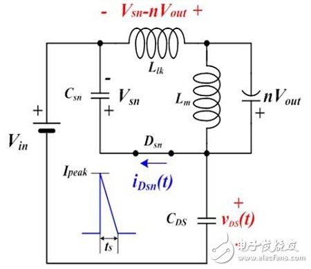 緩沖器二極管接通期間的等效電路