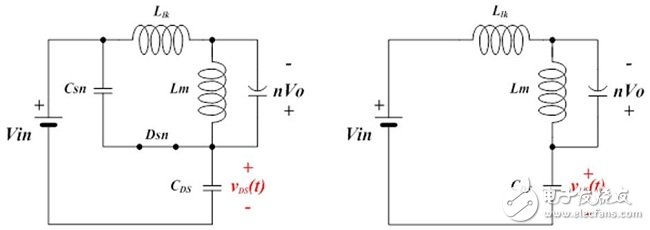 關(guān)閉主開關(guān)后顯示的每個模式的等效電路