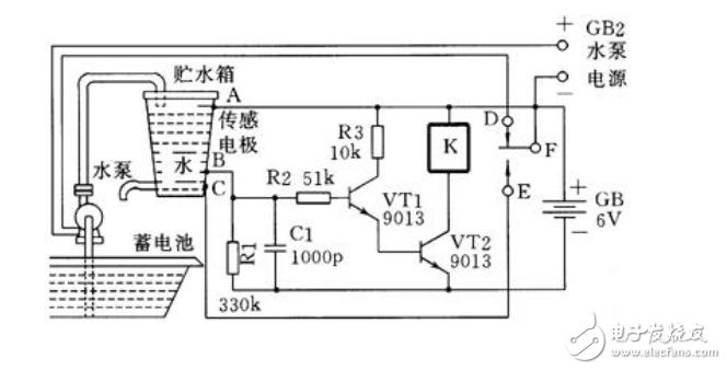 全自動化水塔供水電子電路設(shè)計圖