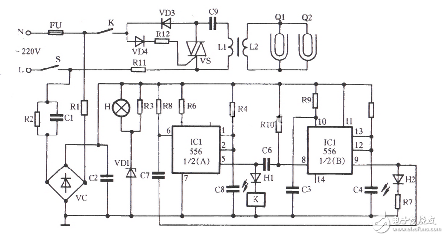 電子消毒柜臭氧發(fā)生器電子電路圖