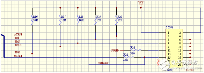 JTAG調(diào)試接口電路圖設(shè)計(jì)