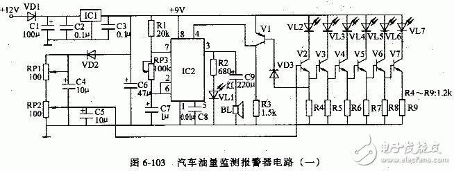 汽車油量監(jiān)測報警器電路設(shè)計