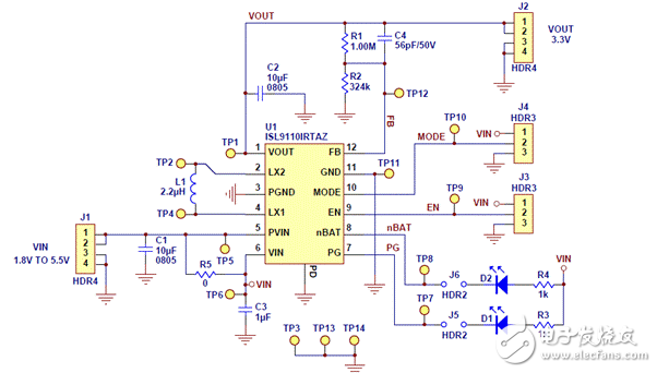 基于ISL911x高度集成升降壓電源電路設(shè)計(jì) —電路圖天天讀（53）