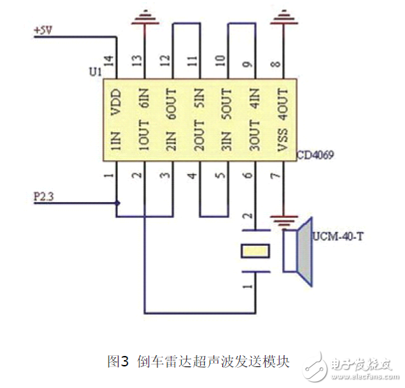 采用MSP430F2274單片機(jī)設(shè)計(jì)的倒車?yán)走_(dá)電路