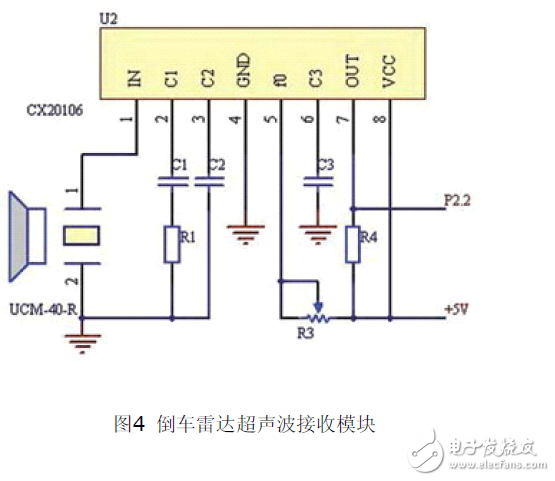 采用MSP430F2274單片機(jī)設(shè)計的倒車?yán)走_(dá)電路