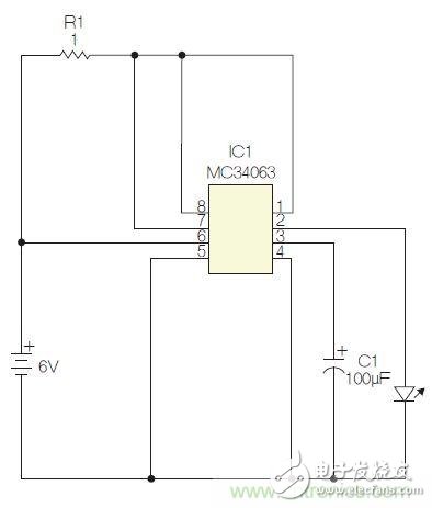 圖1：閃光燈標電路圖。