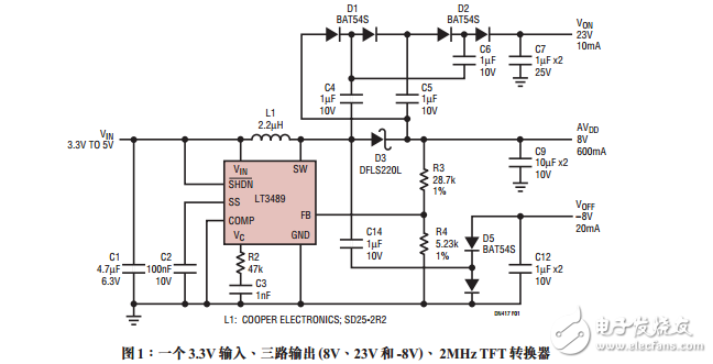 三路輸出穩(wěn)壓器來(lái)驅(qū)動(dòng)大型TFT-LCD顯示器