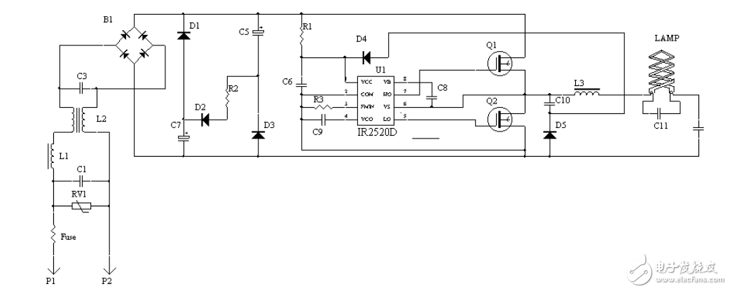 基于IR2520D控制集成電路鎮(zhèn)流器應用