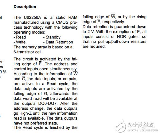 8標(biāo)準(zhǔn)32K的SRAM,U62256a數(shù)據(jù)資料下載