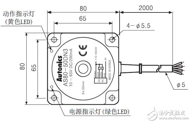 AS系列長(zhǎng)距離接近開關(guān)的接線