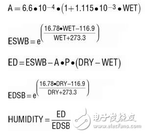 圖 1 顯示了基于 LTC2991 的干濕計。兩個晶體管連接到適當(dāng)?shù)?LTC2991 輸入時，提供濕球和干球溫度讀數(shù)