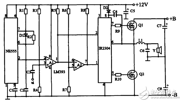 NE555與LM393實現(xiàn)脈寬調(diào)制的D類功放