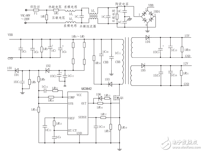 基于UC3842應(yīng)用電路設(shè)計(jì)